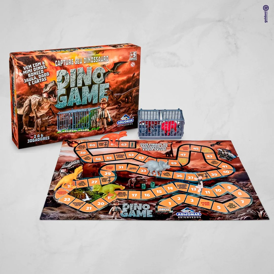 Dino Game — embalagem, tabuleiro e regras